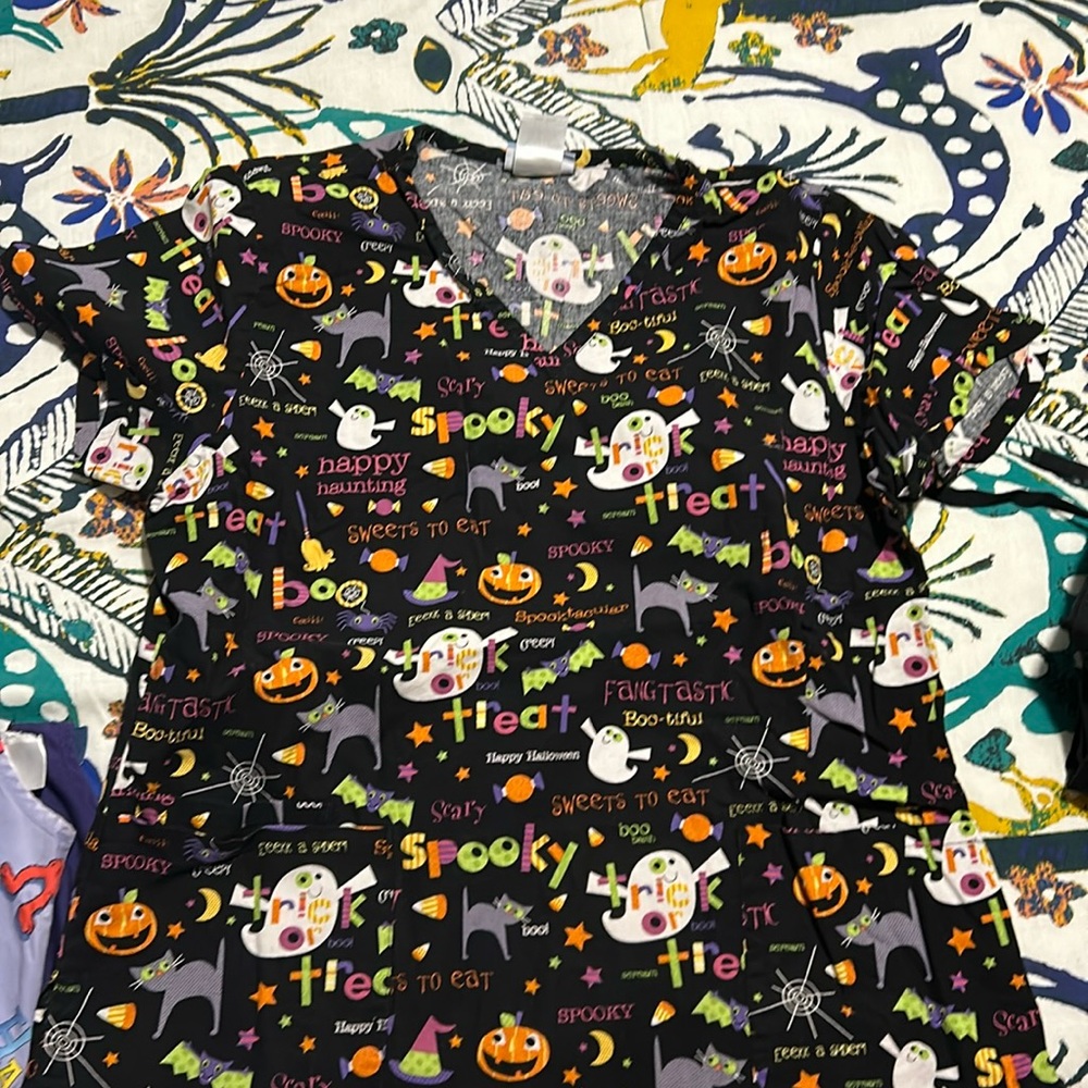Halloween scrub shirt